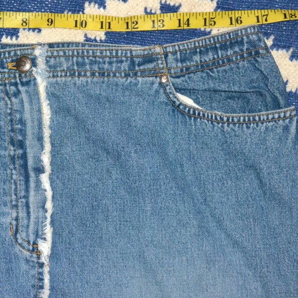 Vintage Lauren Jeans Co Ralph Lauren Patchwork Maxi Denim Skirt Size 14 - Picture 7 of 10